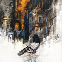 Asghar Ali, 18 x 18 Inch, Oil on Canvas, Cityscape Painting, AC-AGA-002
